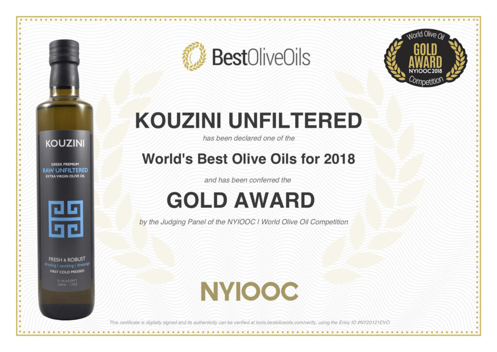 gold award for olive oil